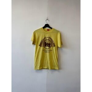 Vintage Henderson Tour Cairo Egypt Shirt Mens Small Yellow Super Screen Stars 80